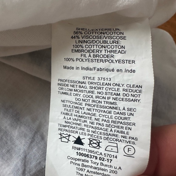 Tory Burch Alexandria embroidered beaded White Skirt with Blue Floral Accents M - Picture 5 of 7